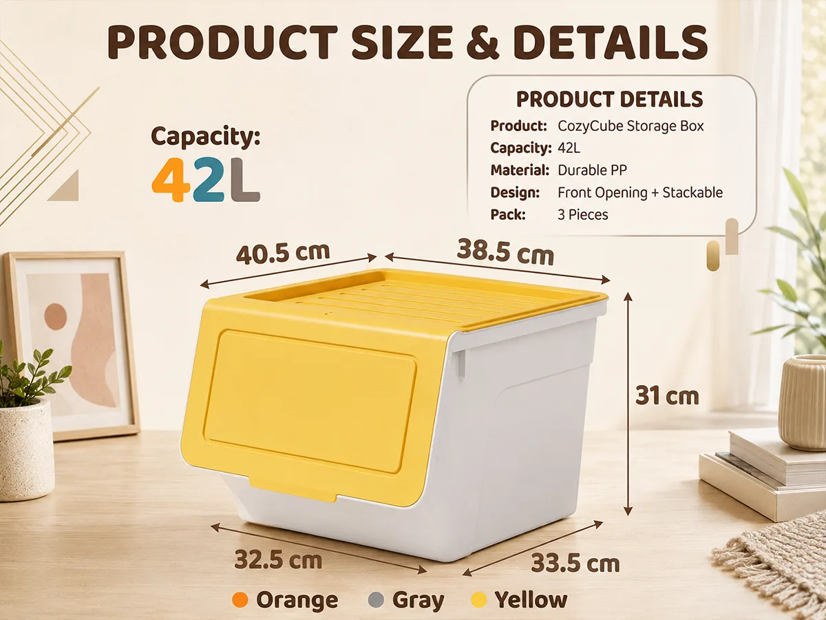CozyCube 42L Stackable Storage Boxes