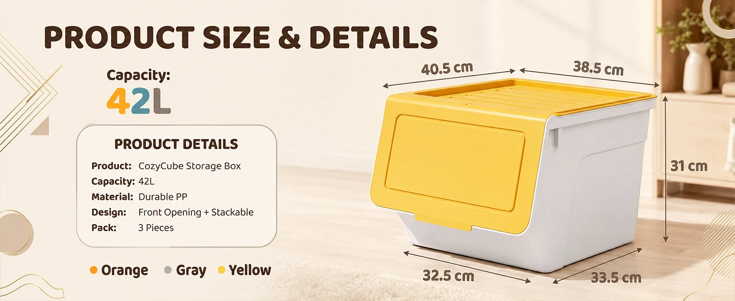CozyCube 42L Stackable Storage Boxes