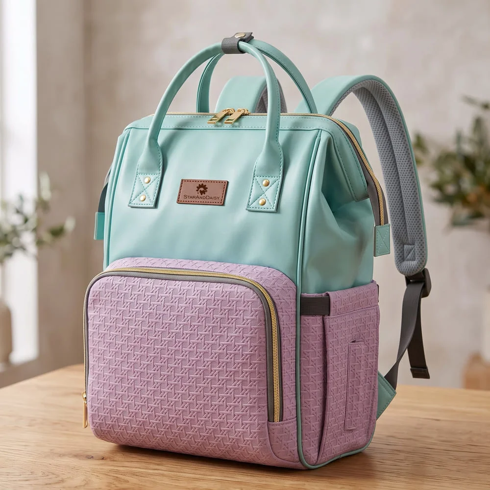 Velora Diaper bag blue pink1
