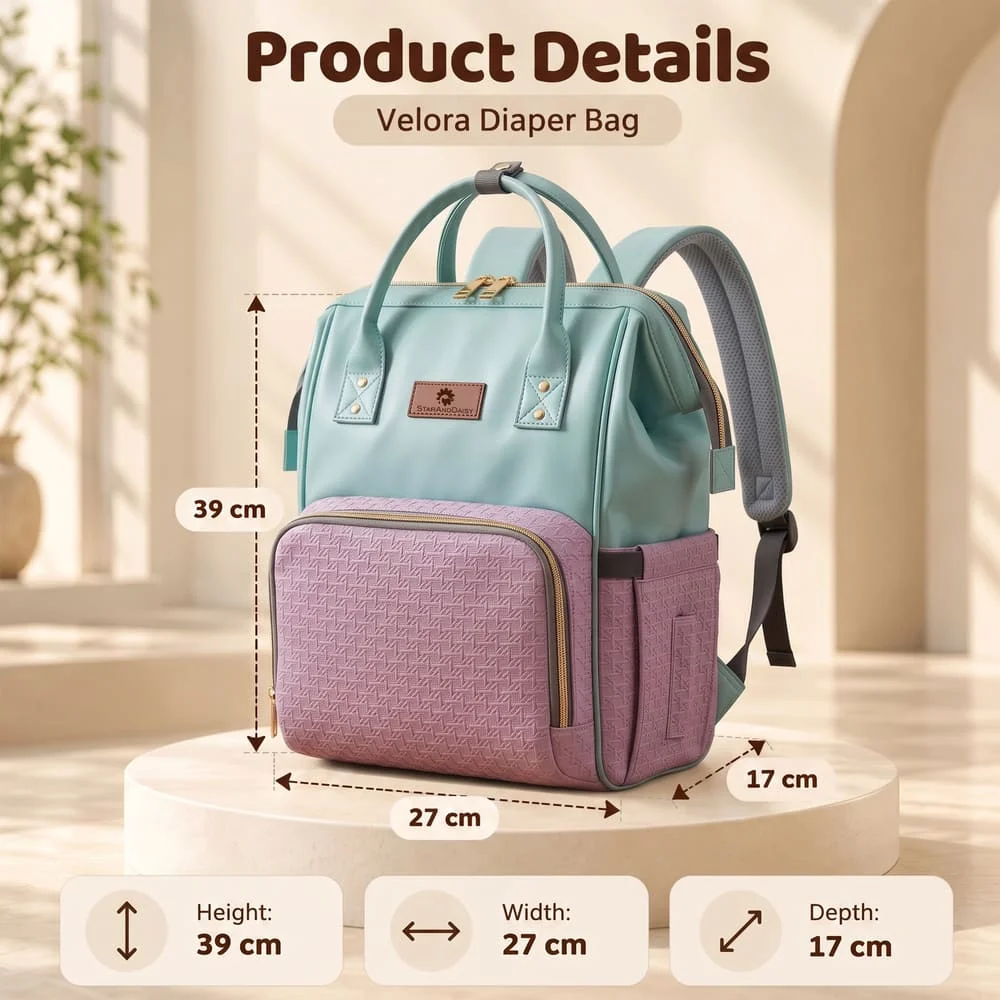 Velora Diaper bag blue pink