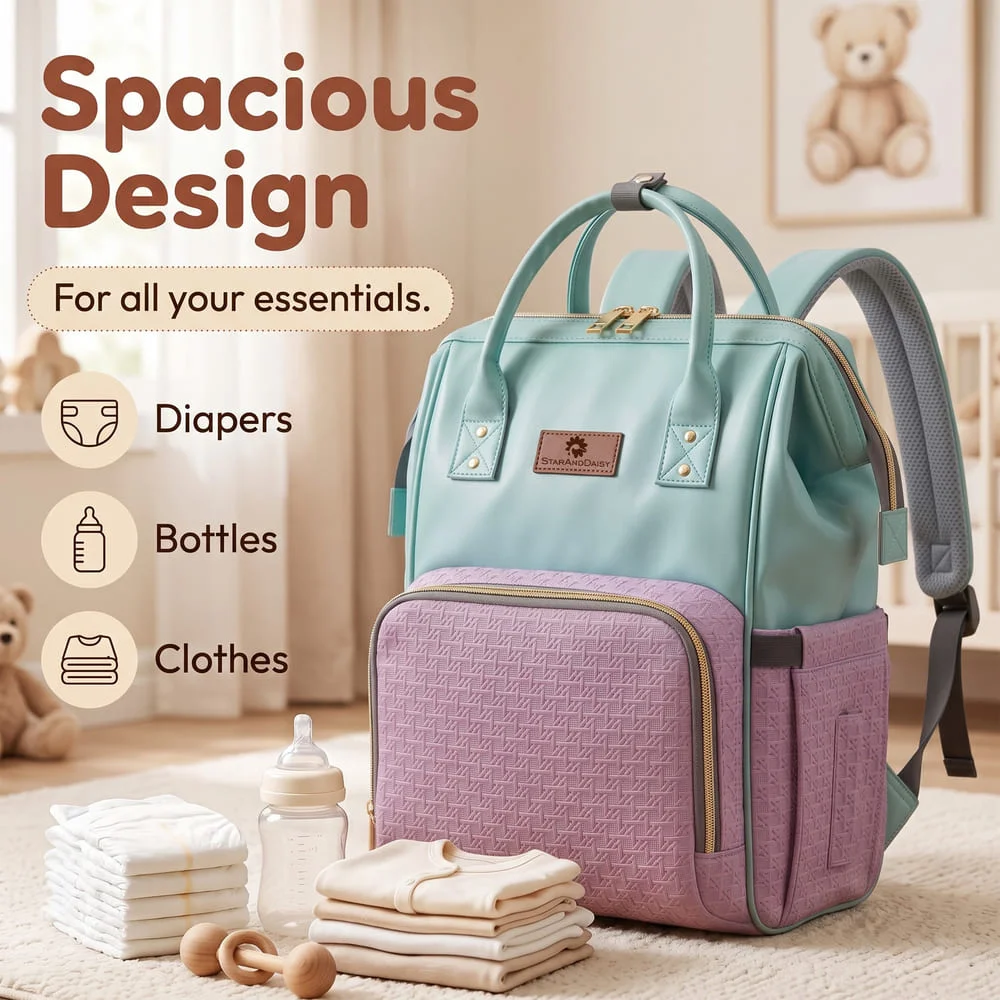 Velora Diaper bag blue pink