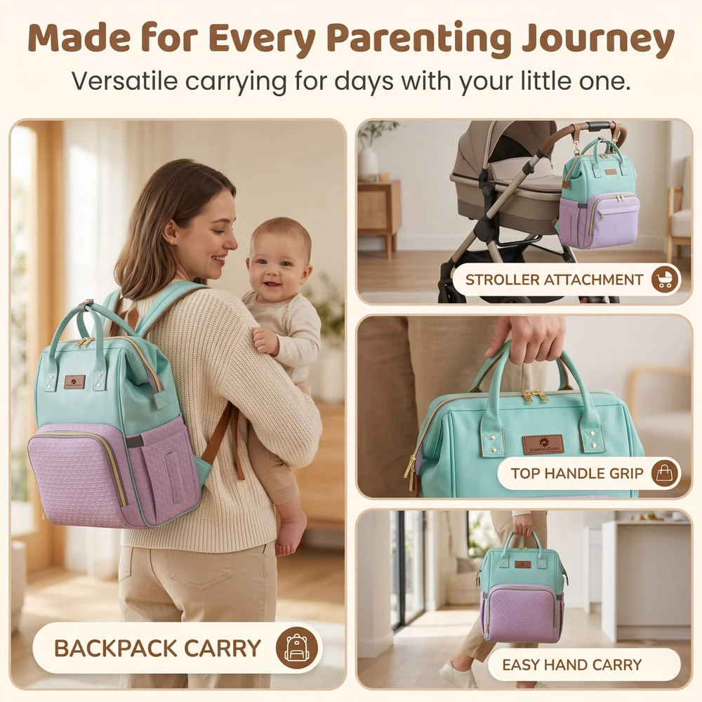 Velora Diaper bag blue pink
