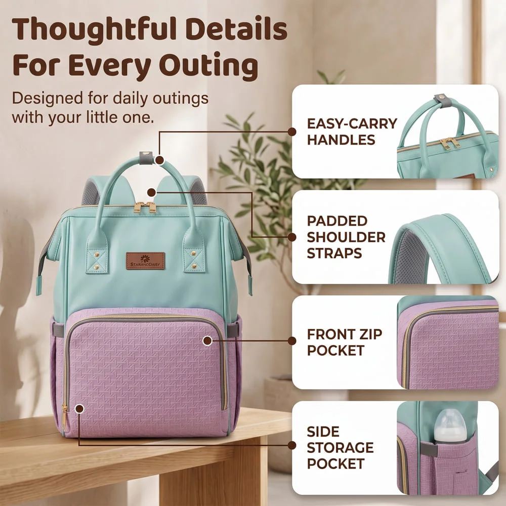 Velora Diaper bag blue pink