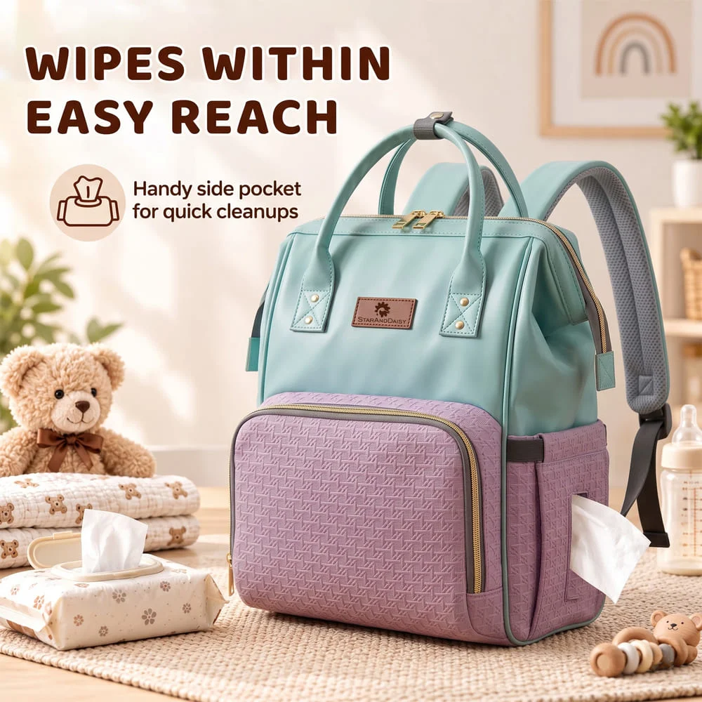 Velora Diaper bag blue pink