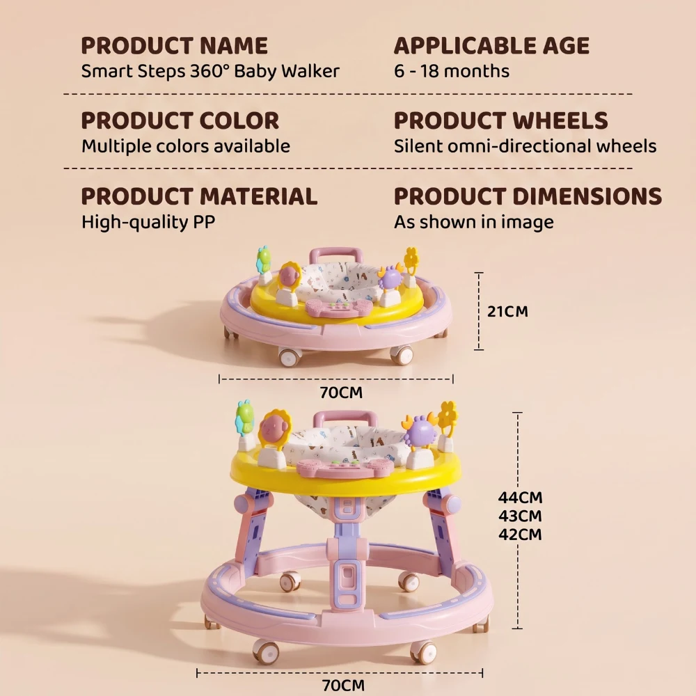 smart step 360 walker pink